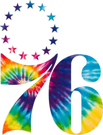 Philadelphia 76ers rainbow spiral tie-dye logo vinyl decal